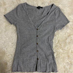 y2k Gray cropped fit button cropped shirt